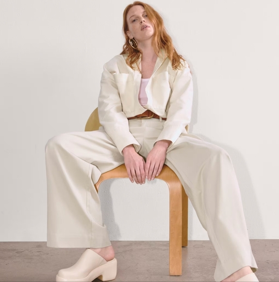 Everlane Cream Wide Leg Pants - Picture 3 of 9